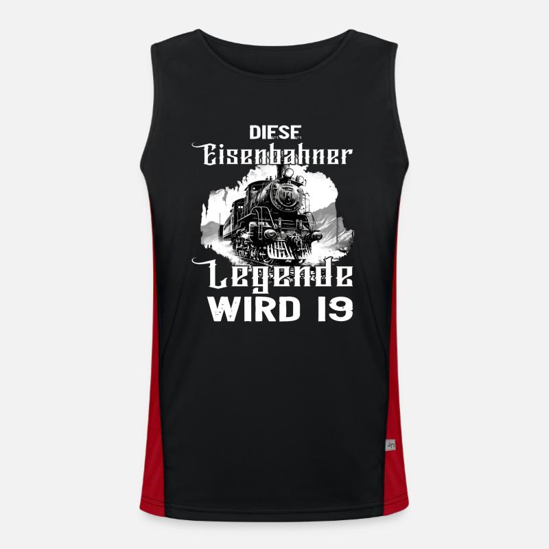 19 Geburtstag Eisenbahner Eisenbahn Beruf Spruch Funktionelles Kontrast-Tank Top für Männer 