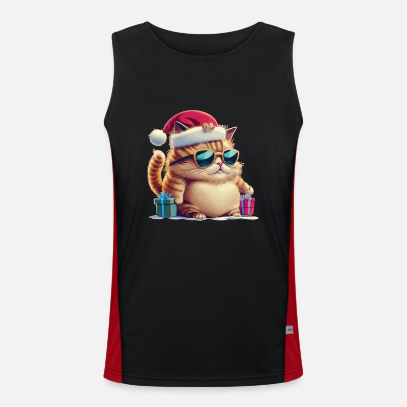 Mignon chat Santa Hat avec Noël présent Débardeur respirant contrasté Homme 
