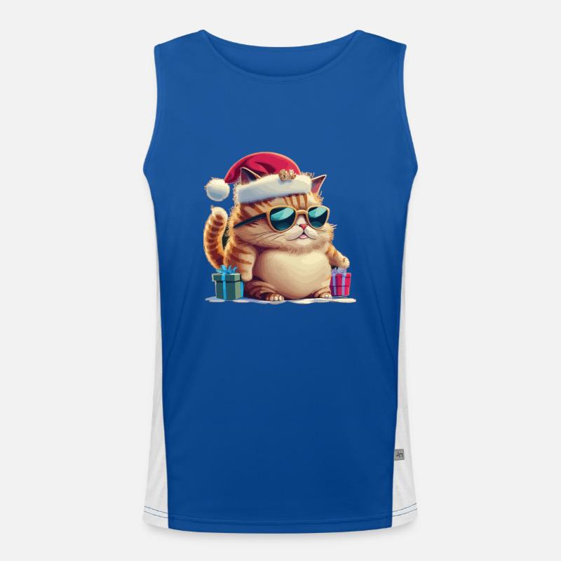 Mignon chat Santa Hat avec Noël présent Débardeur respirant contrasté Homme 