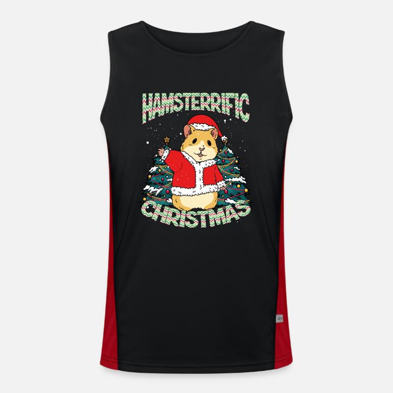 Hamster Weihnachtsmann Funktionelles Kontrast-Tank Top für Männer 