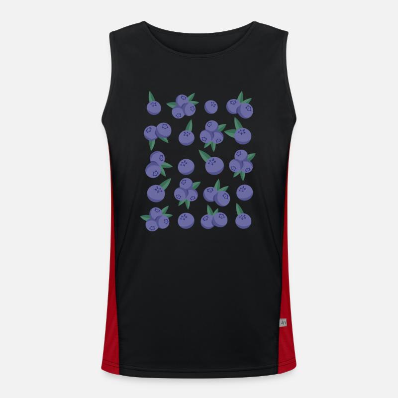 Blueberries Berries Fruit Pattern - Men's Functional Contrast Tank Top  - black/red