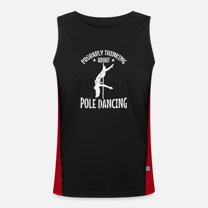 Probably Thinking about Pole Dancing Stange Funktionelles Kontrast-Tank Top für Männer 