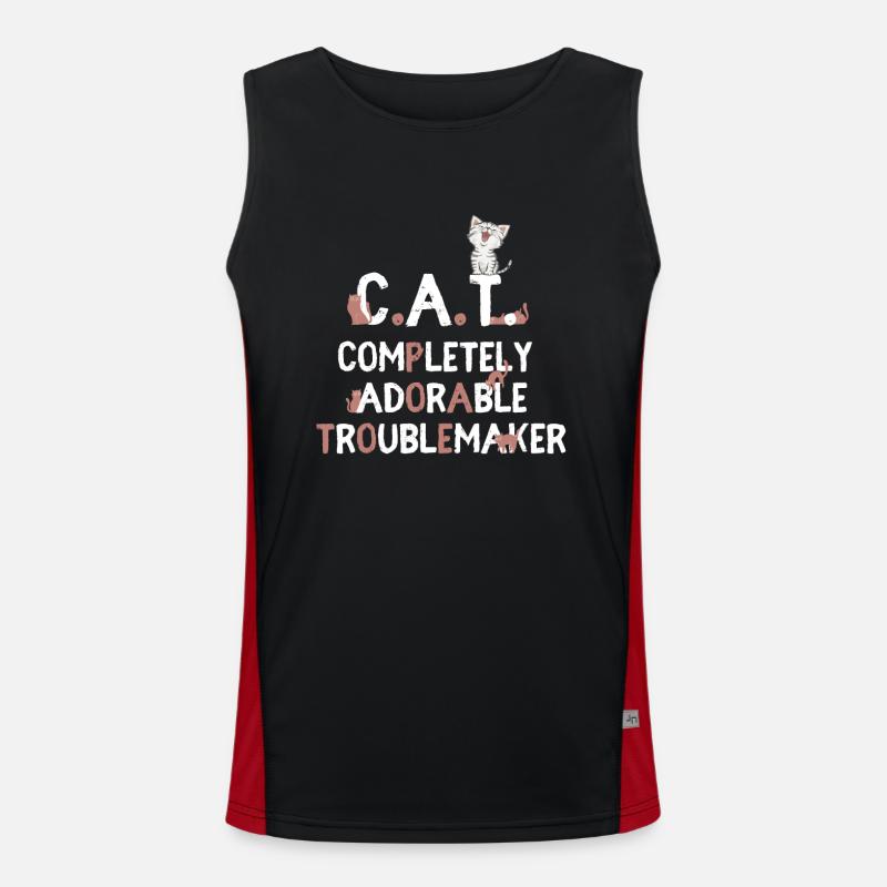 C A T Chat Complètement adorable Troublemaker Débardeur respirant contrasté Homme 