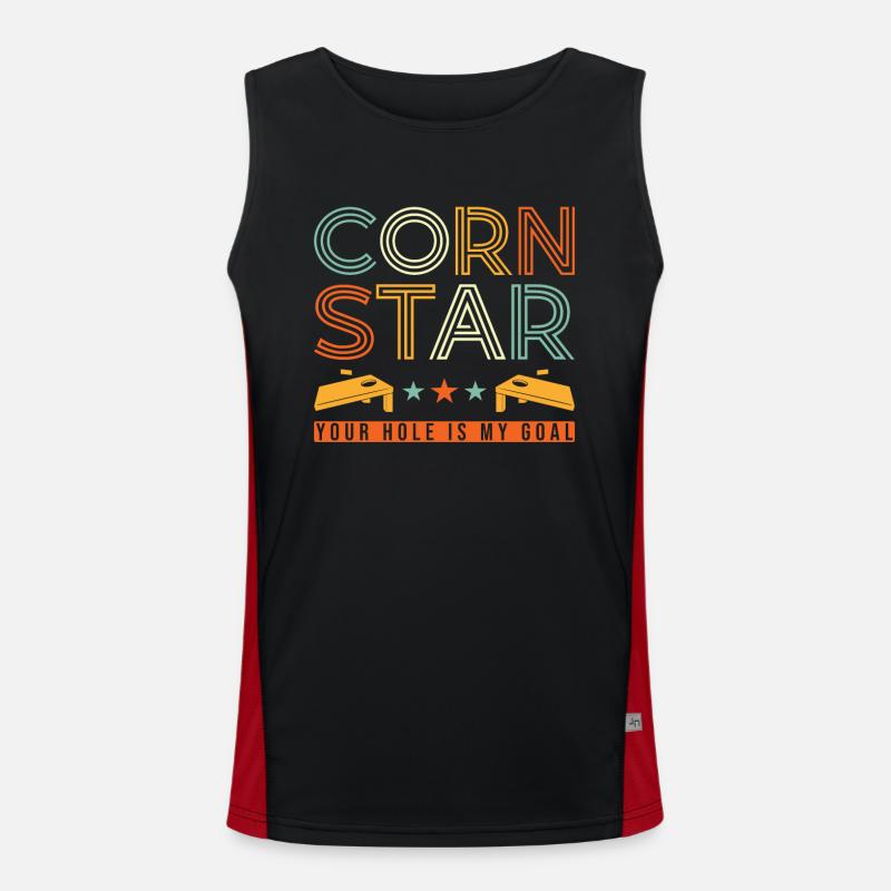 Cornstar Cornhole Jeu drôle Débardeur respirant contrasté Homme 