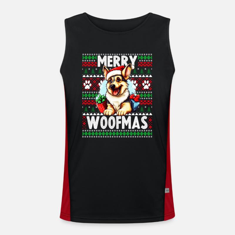 Niedlicher Deutscher Schäferhund Weihnachtskostüm - Merry Funktionelles Kontrast-Tank Top für Männer 