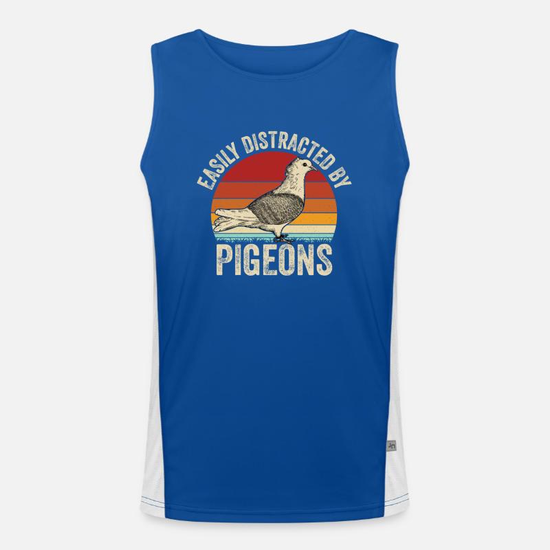 Easily distracted by pigeons Men's Functional Contrast Tank Top 