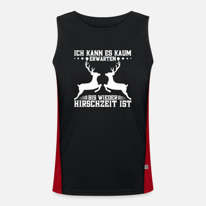 Hirsch Spruch Hirschjäger Weißwedelhirsch Funktionelles Kontrast-Tank Top für Männer 
