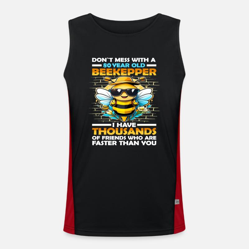 80 years old don't mess with a beekeeper birthday Men's Functional Contrast Tank Top 