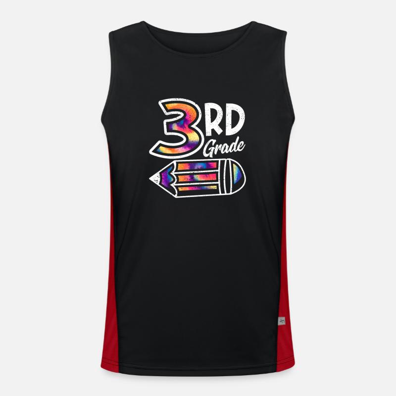 Hello 3rd Grade Third Teacher Student Tie Dye Men's Functional Contrast Tank Top 