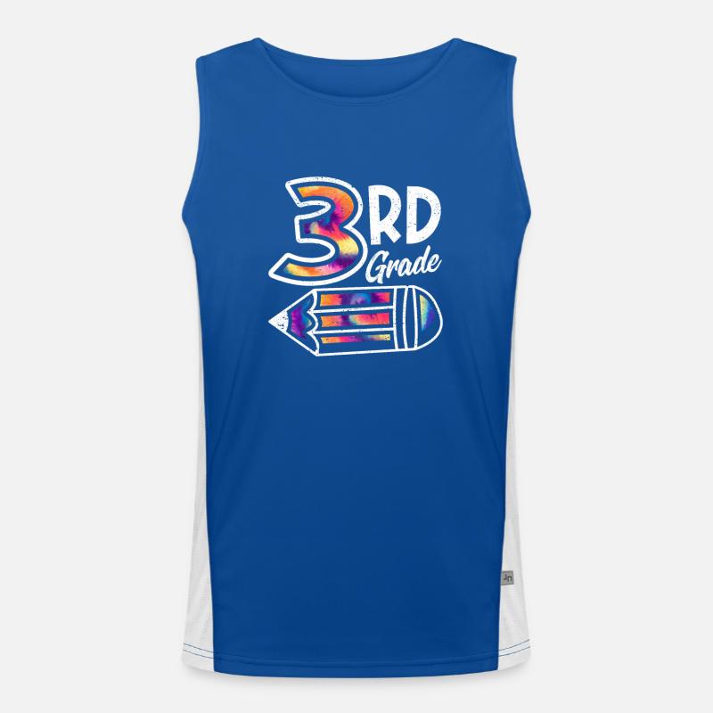Hello 3rd Grade Third Teacher Student Tie Dye Men's Functional Contrast Tank Top 