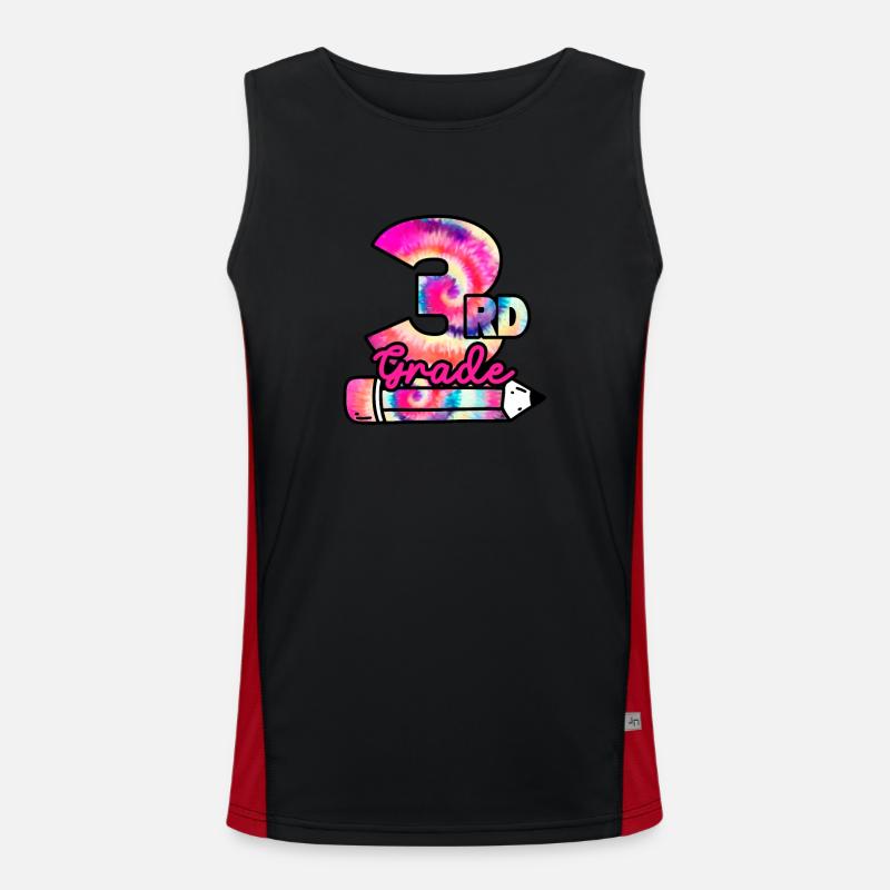 Hello 3rd Grade Third Teacher Student Tie Dye Men's Functional Contrast Tank Top 
