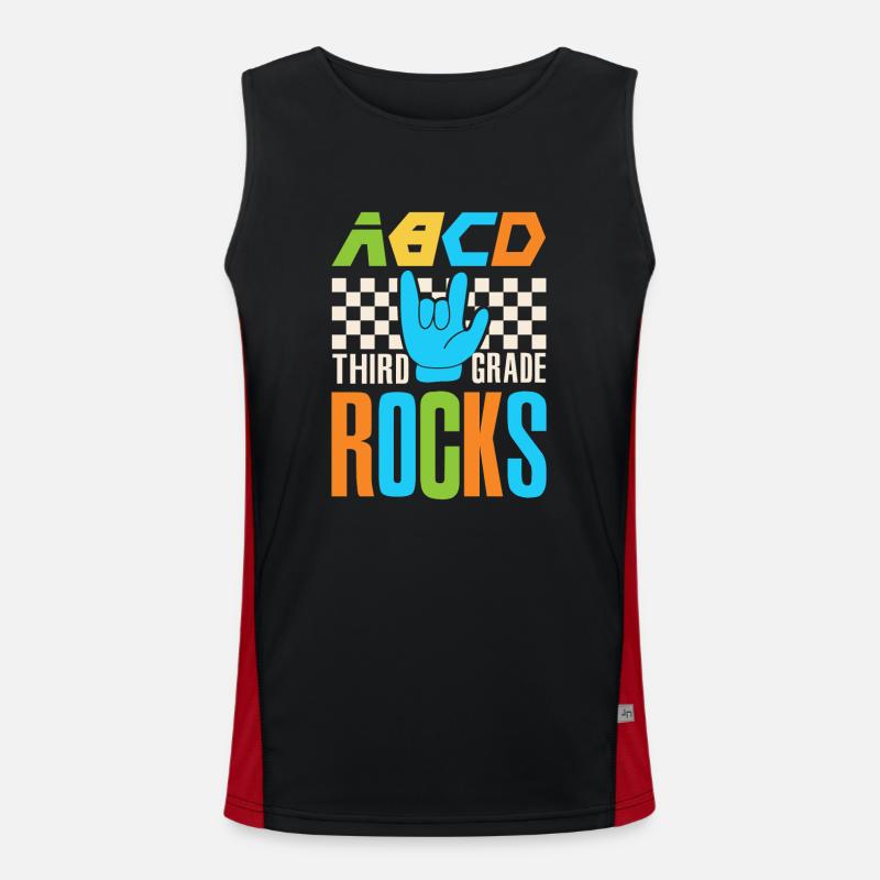 ABCD Third Grade Rocks Back in 3rd Grade Men's Functional Contrast Tank Top 