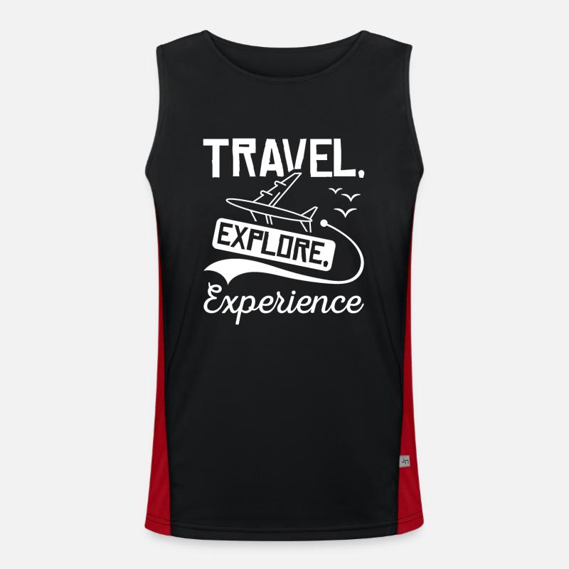 Travel Explore Experience - Men's Functional Contrast Tank Top  - black/red