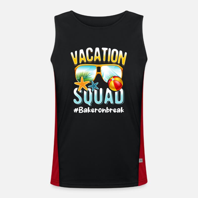 Baker Vacation Squad #Bakeronbreak - Men's Functional Contrast Tank Top  - black/red