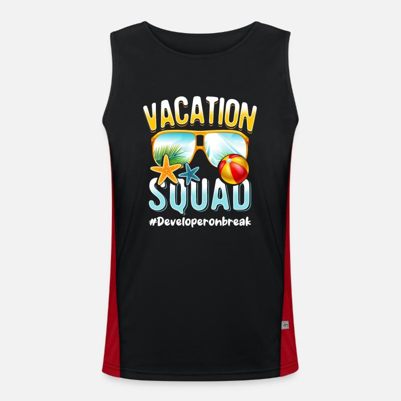 Developer Vacation Squad #Developeronbreak - Débardeur respirant contrasté Homme  - noir/rouge