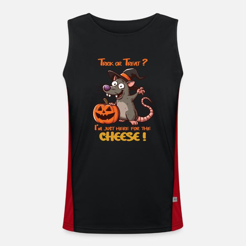 Halloween-Ratte, Süßes oder Saures Käse Funktionelles Kontrast-Tank Top für Männer 