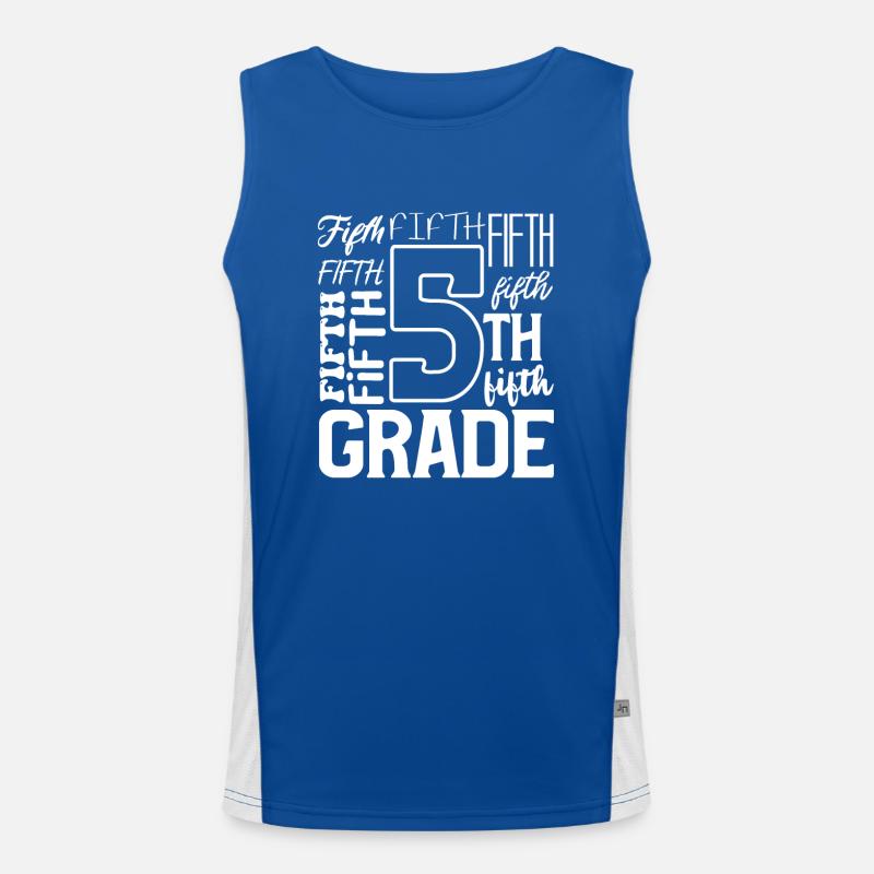 5th Grade Fifth Typography Team Teacher 100th Men's Functional Contrast Tank Top 