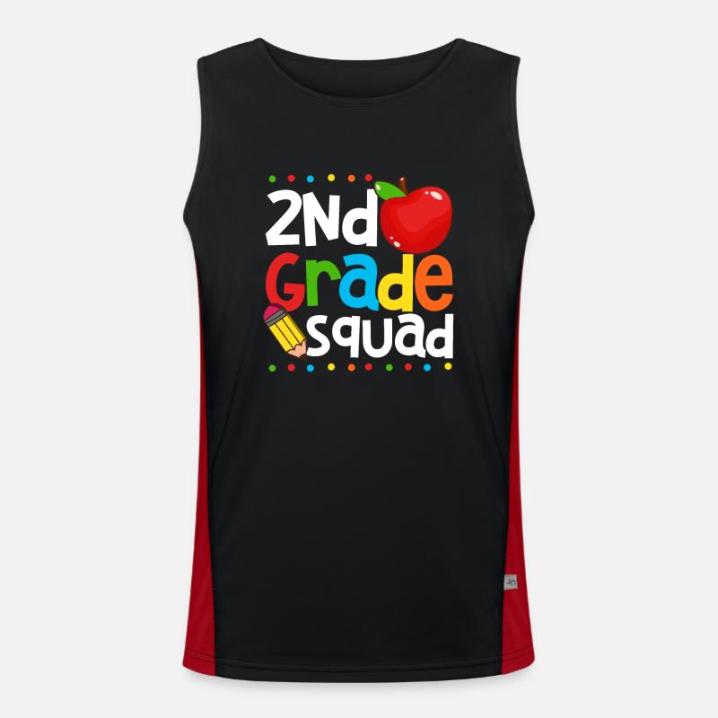 2nd Grade Squad Second Teacher Student 100th Day Men's Functional Contrast Tank Top 