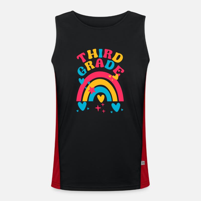 Third Grade 3rd Rainbow Teacher Student 100 Day Men's Functional Contrast Tank Top 
