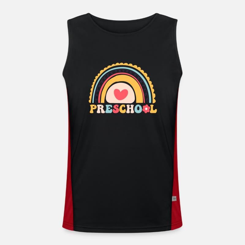 Vorschule Regenbogen Mädchen Jungen Kinder Lehrer Funktionelles Kontrast-Tank Top für Männer 