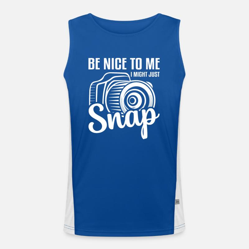 Be Nice To Me I Might Just Snap Camera Photography Men's Functional Contrast Tank Top 