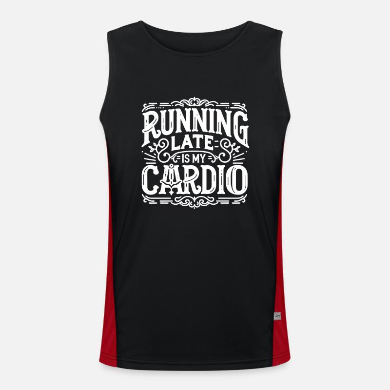 Courir en retard, c’est mon cardio Débardeur respirant contrasté Homme 