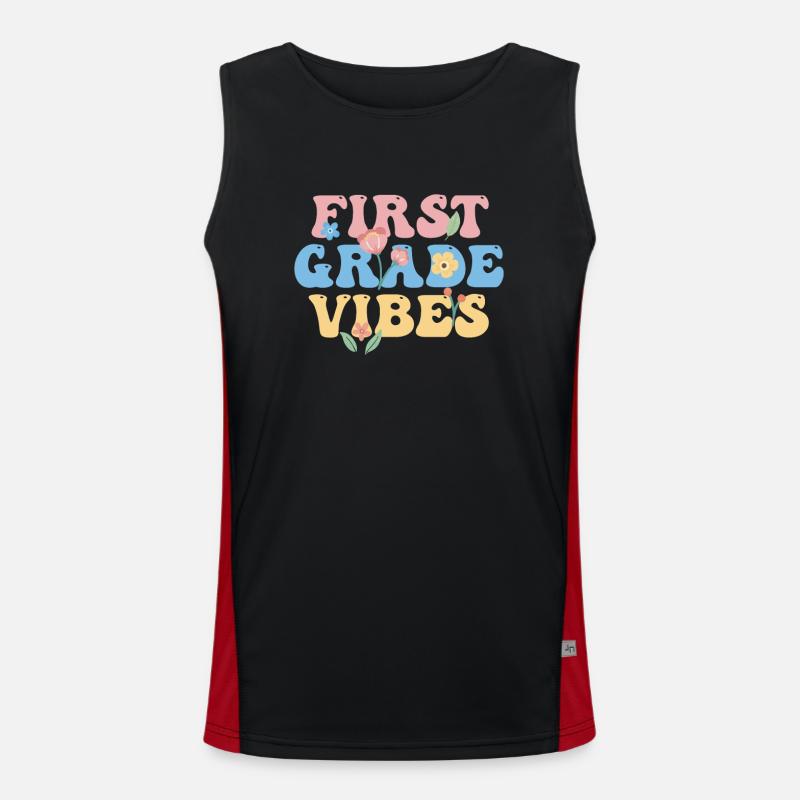 First Grade Vibes 1st Class Team Retro 100th Day Men's Functional Contrast Tank Top 