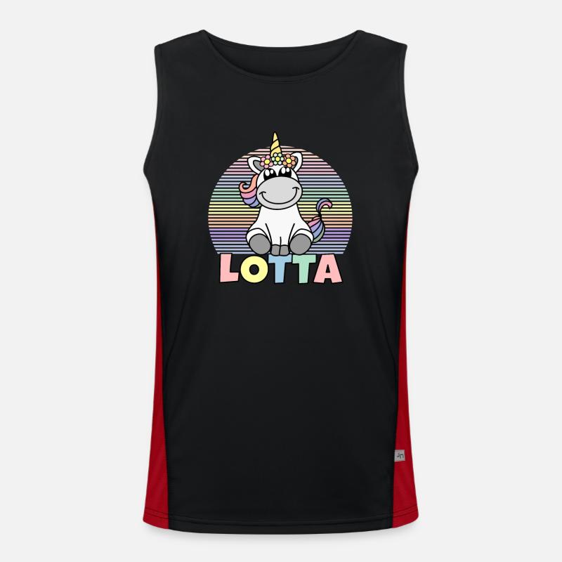 Lotta Einhorn Name Funktionelles Kontrast-Tank Top für Männer 