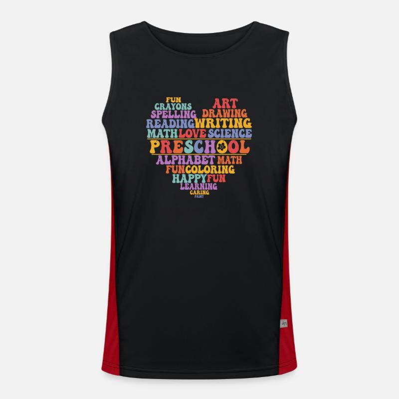 Herz Vorschule Team Lehrer Student 100. Tag Funktionelles Kontrast-Tank Top für Männer 