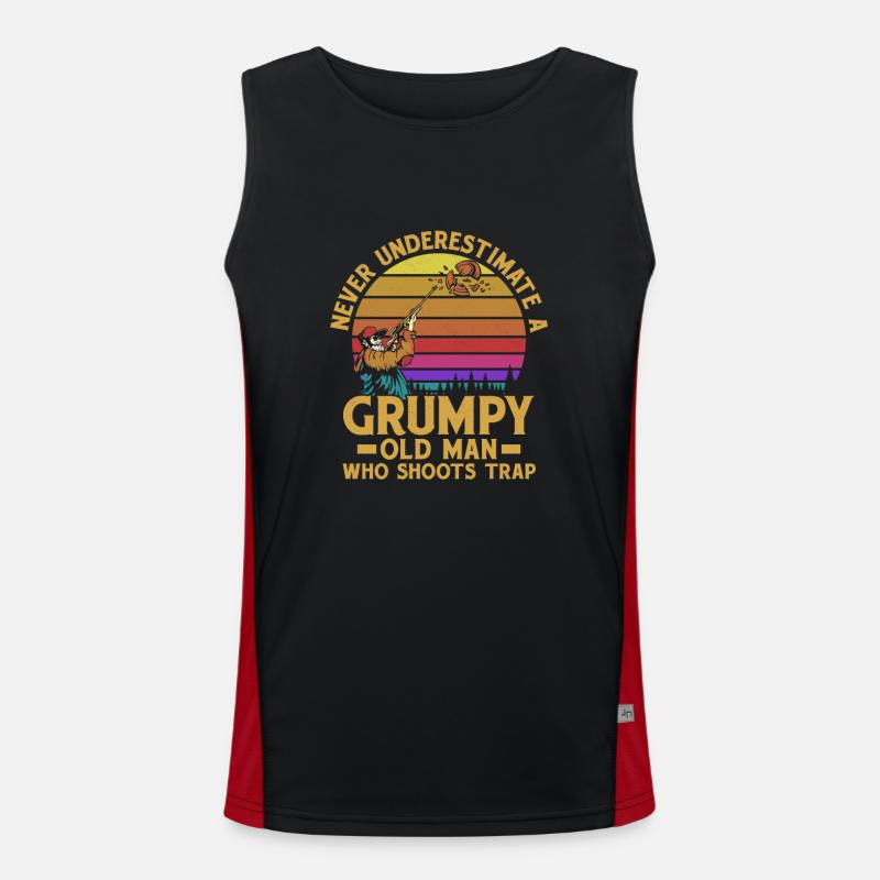 Never Underestimate A Grumpy Old Man Who Shoots Tr Funktionelles Kontrast-Tank Top für Männer 