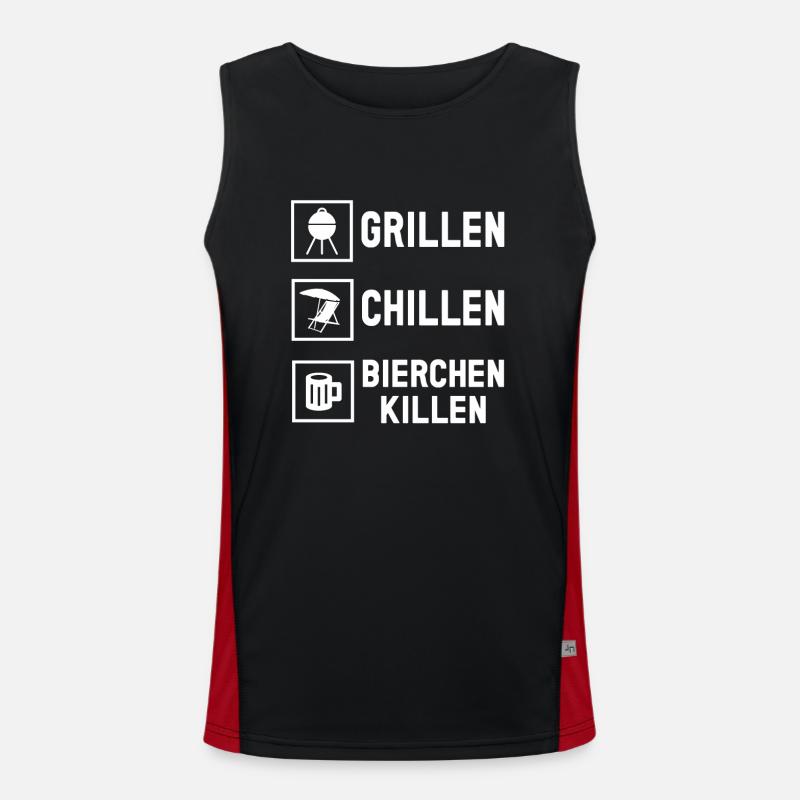 Grillen Chillen Bierchen Killen Bier BBQ Grill Funktionelles Kontrast-Tank Top für Männer 