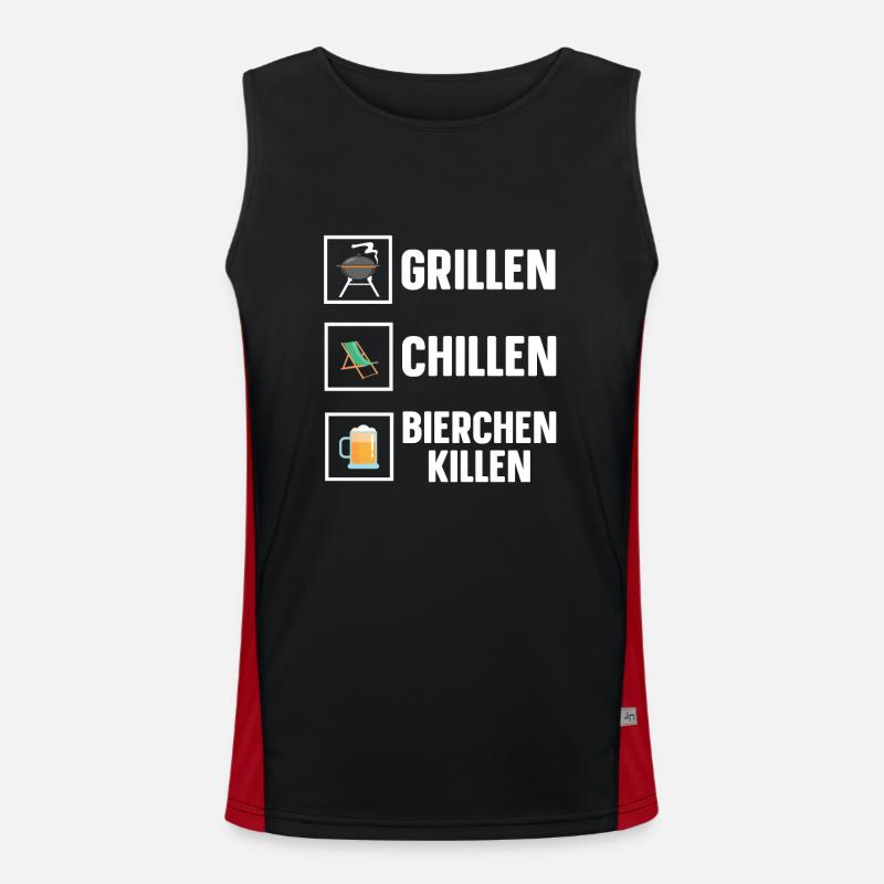 Grillen Chillen Bierchen Killen Bier BBQ Grill Funktionelles Kontrast-Tank Top für Männer 