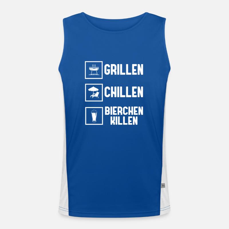 Grillen Chillen Bierchen Killen Bier BBQ Grill Funktionelles Kontrast-Tank Top für Männer 