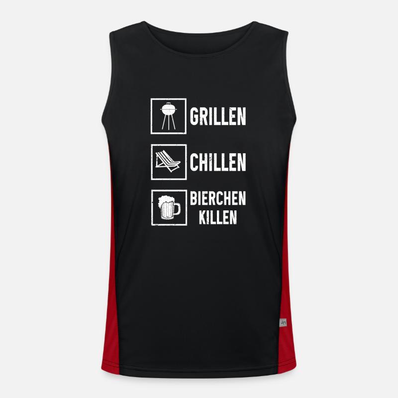 Grillen Chillen Bierchen Killen Bier BBQ Grill Funktionelles Kontrast-Tank Top für Männer 