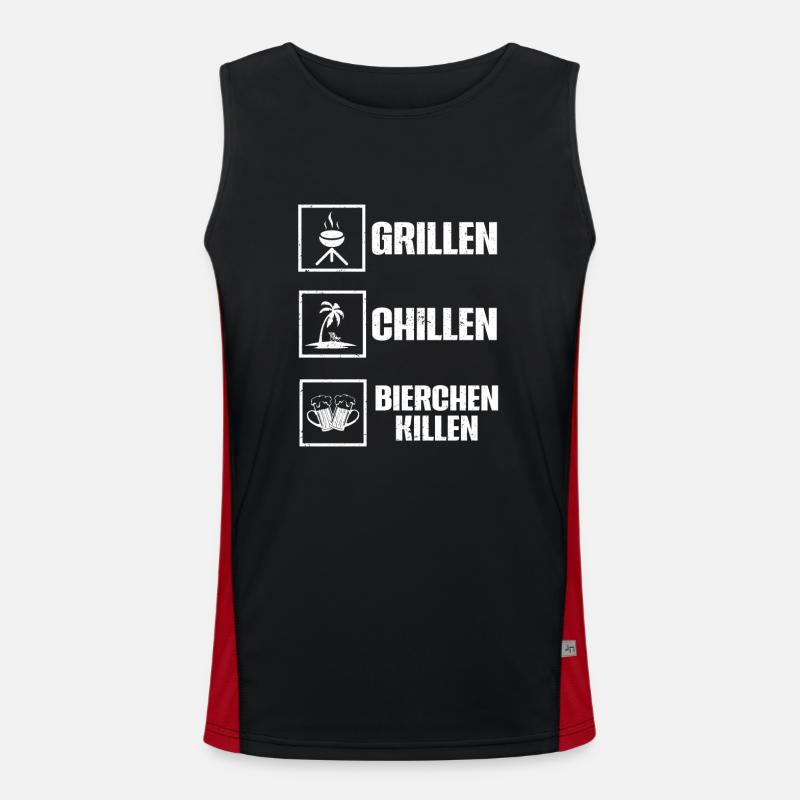 Grillen Chillen Bierchen Killen Bier BBQ Grill Funktionelles Kontrast-Tank Top für Männer 