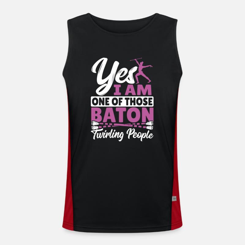 Baton Twirling Baton Twirler Gift - Men's Functional Contrast Tank Top  - black/red