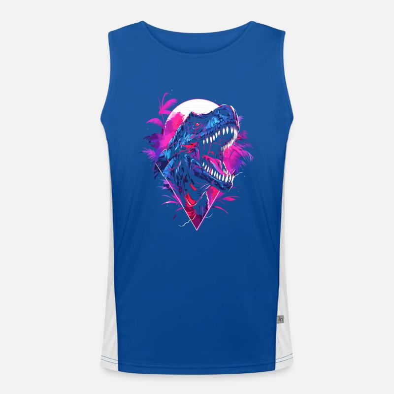 Synthwave T Rex Men's Functional Contrast Tank Top 