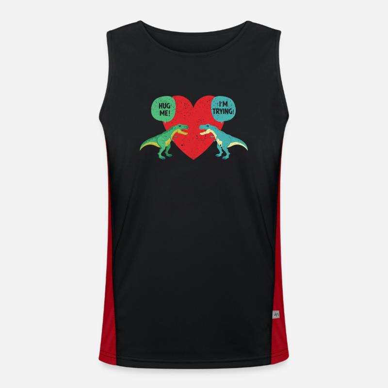 T-Rex Dinosaur Matching Couple Hugging Me Men's Functional Contrast Tank Top 