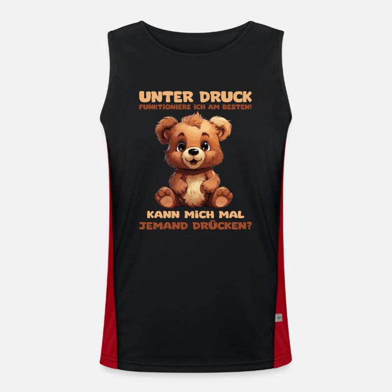 Lustiger Spruch mit Bärchen. Unter Druck Funktionelles Kontrast-Tank Top für Männer 