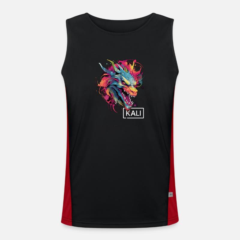Buntes Kali Linux Drachen-Design für DevOps & Funktionelles Kontrast-Tank Top für Männer 