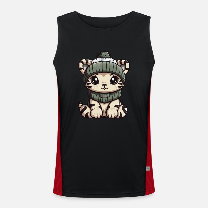 Tiger Winter Comic - Men's Functional Contrast Tank Top - black/red