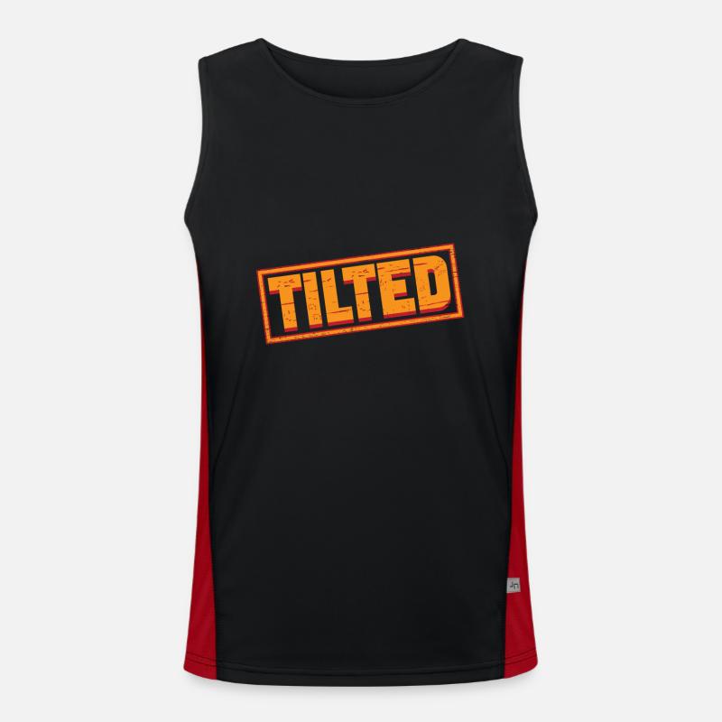 Tilted Pinball Machines GIft Ideas - Men's Functional Contrast Tank Top  - black/red