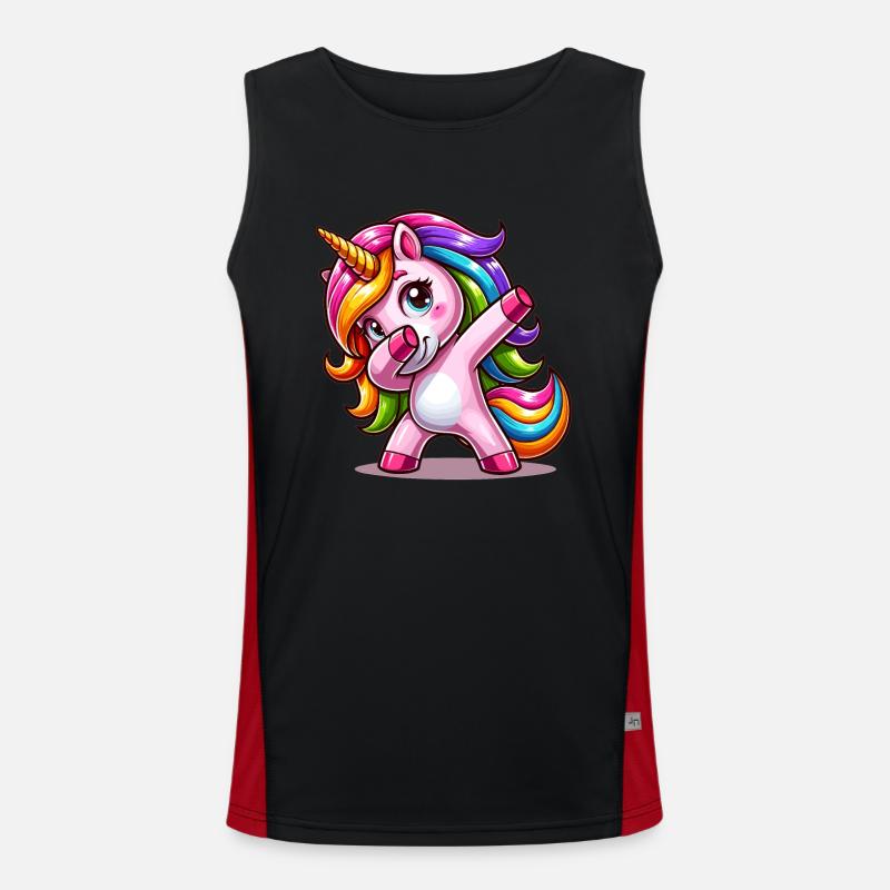 Dabbing Licorne Dab Move Danse Licorne Arc-en-ciel Débardeur respirant contrasté Homme 