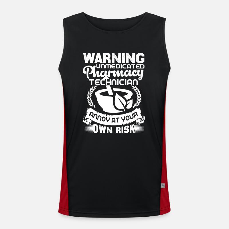 Pharmacy Technician Pharmacy Technician Warning - Men's Functional Contrast Tank Top  - black/red