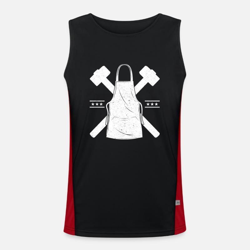 Blacksmithing Anvil Apron & Hammer Gift Idea Men's Functional Contrast Tank Top 