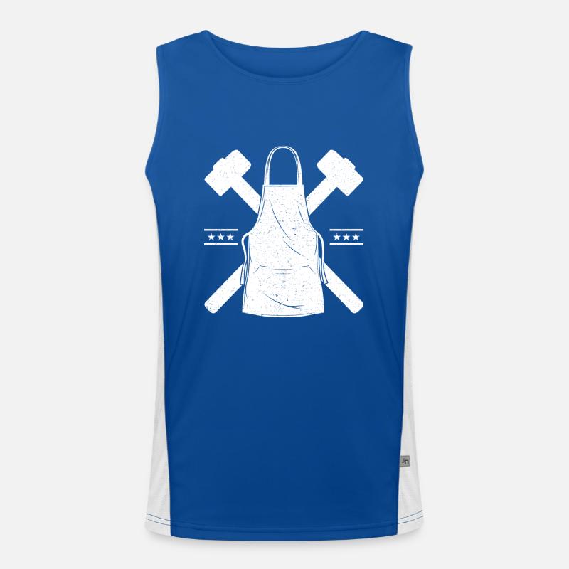 Blacksmithing Anvil Apron & Hammer Gift Idea Men's Functional Contrast Tank Top 
