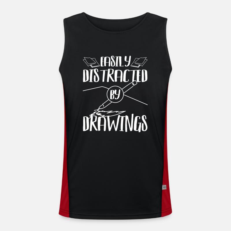 Easily distracted by drawing - Men's Functional Contrast Tank Top  - black/red