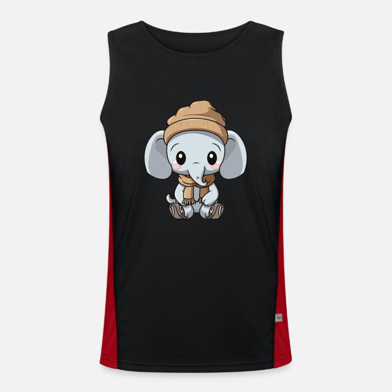 Elephant Winter Comic - Men's Functional Contrast Tank Top - black/red