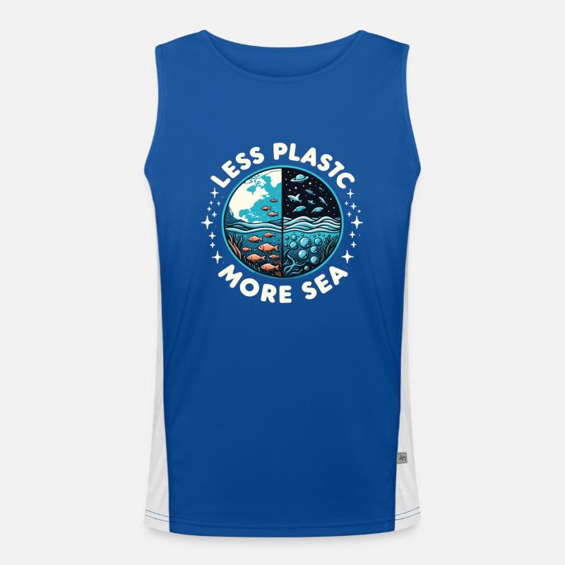 Less Plastic More Sea Umwelt Umweltschützer Funktionelles Kontrast-Tank Top für Männer 