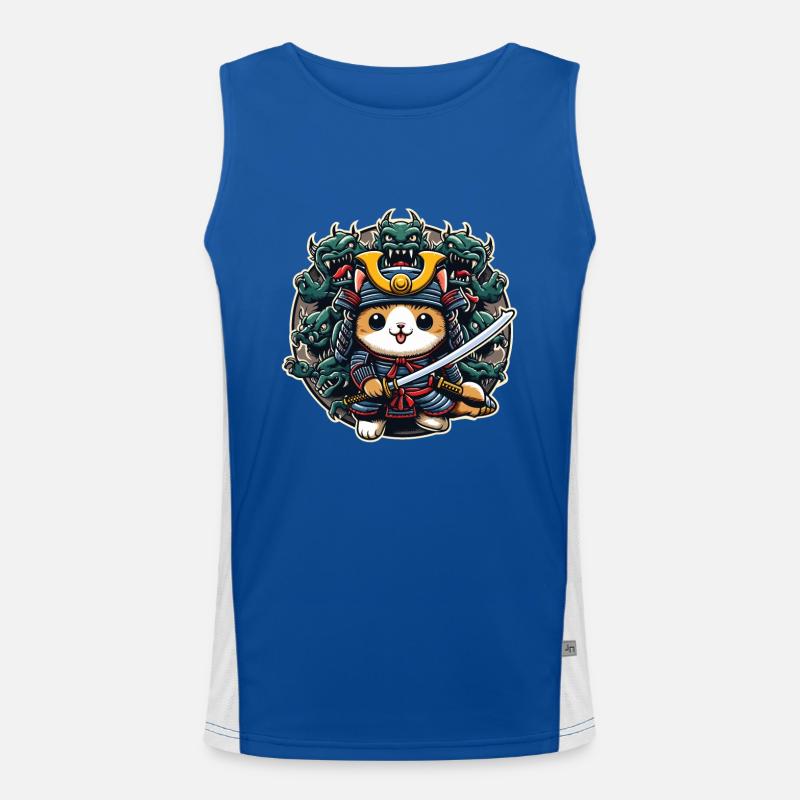 Chat ninja samouraï et monstre derrière Débardeur respirant contrasté Homme 